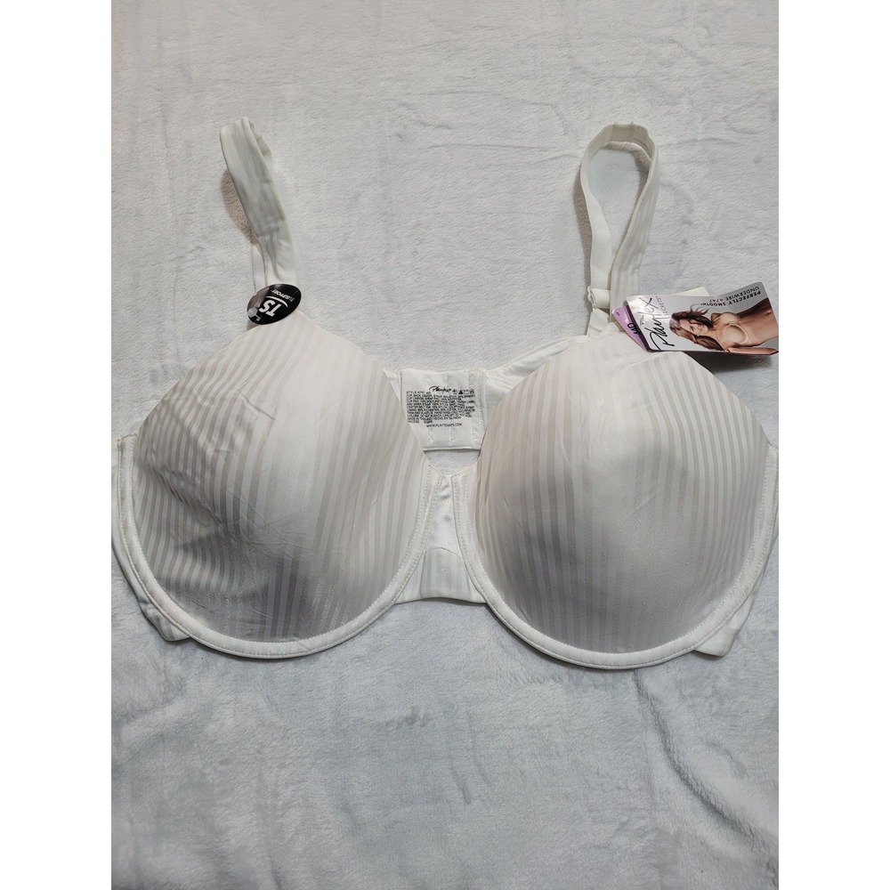 NWT Playtex Secrets Underwire Bra Womens 44D White Striped Smooth 4747‎